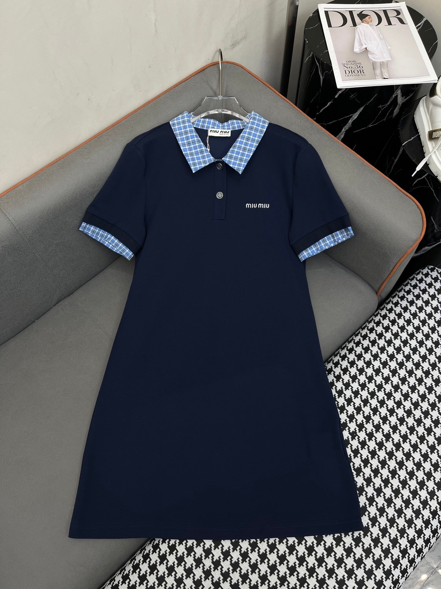 POLO SHIFT DRESS PLAID DESIGN PIQUÉ COTTON 266701