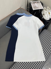 POLO SHIFT DRESS PLAID DESIGN PIQUÉ COTTON 266701