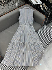 SLEEVELESS STRIPED SHIRT DRESS