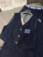 SET SLEEVELESS TOP AND DENIM PANTS 263282