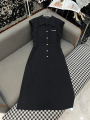 SLEEVELESS SHIRT DRESS – LONG LENGTH