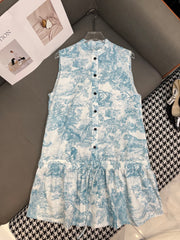 DIOR TIMELESS HIGH-NECK MIDI SILK FABRIC