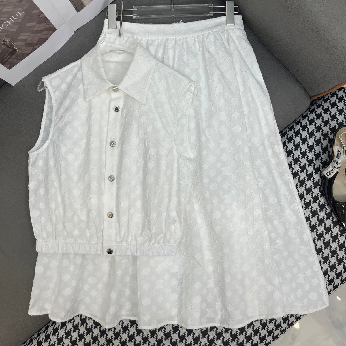 LAPEL VEST JACQUARD MONOPOLY WHITE 266718