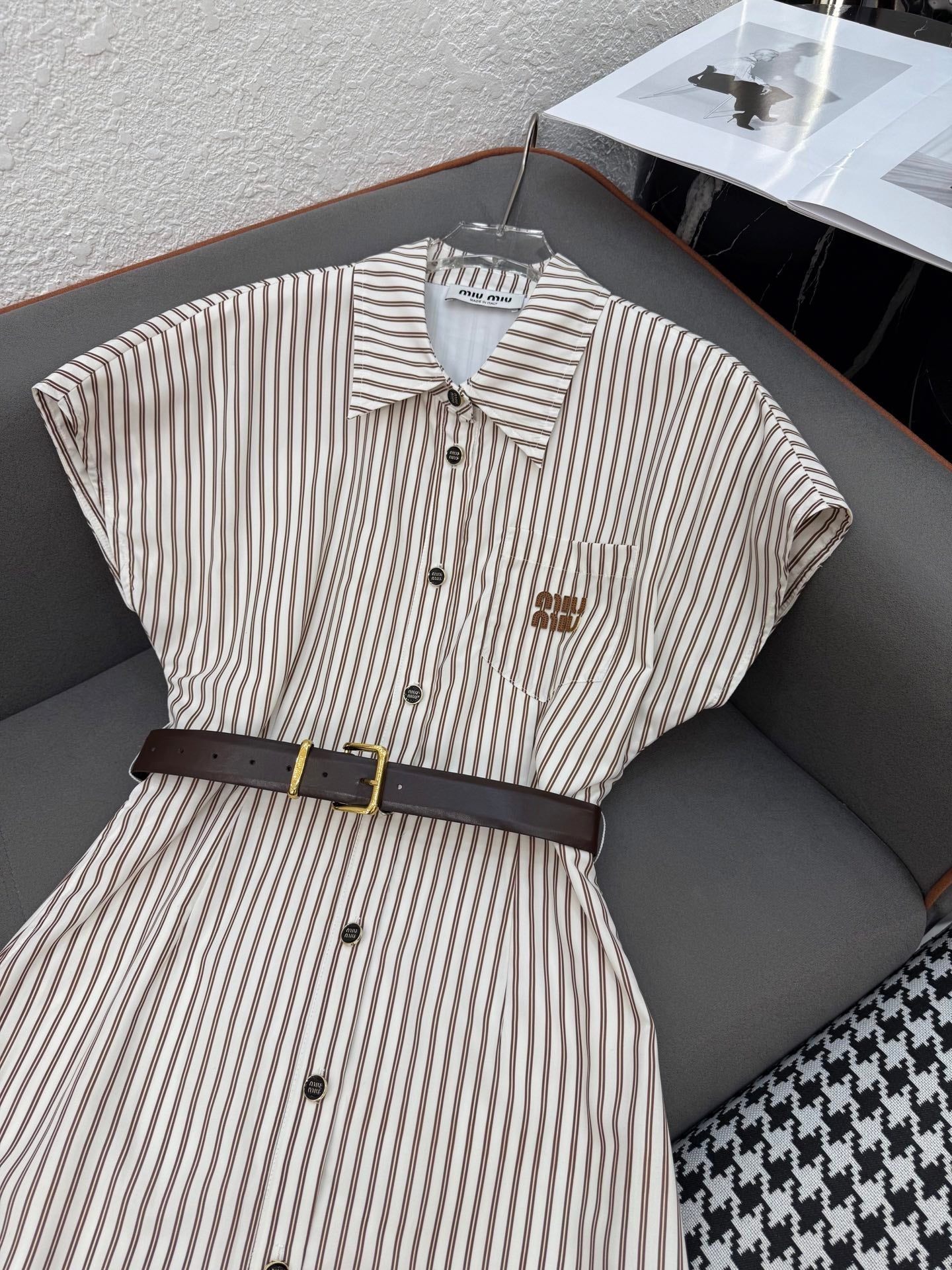 MM STRIPED LAPEL DRESS 25S IN POLYESTER 266615