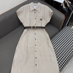 MM STRIPED LAPEL DRESS 25S IN POLYESTER 266615