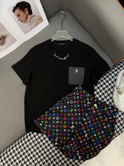 LV NEW T-SHIRT AND SHORTS SET WITH GOLD HARDWARE DETAILS
