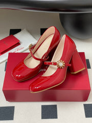 TRÈS VIVIER MARY JANE PUMPS 85MM IN RED GLOSSY CALFSKIN