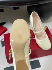 TRÈS VIVIER MARY JANE PUMPS 85MM IN CREAM GLOSSY CALFSKIN