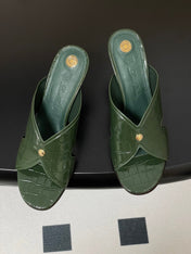 HIGH HEELS 80 MM IN MOSS GREEN CALFSKIN SNAKE EMBOSSING