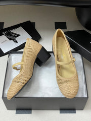 HIGH BALLET MARY JANE 50MM IN NATURAL BEIGE RAFFIA