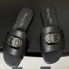 DIOR CLASSIC MONTAIGNE SANDALS 25S IN BLACK LAMBSKIN WITH CD LOGO