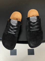 BALENCIAGA 25S MULES BIRKENSTOCK IN BLACK SUEDE