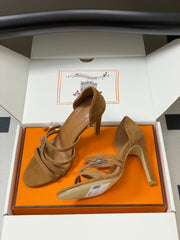 HM 25S HIGH-HEEL SANDAL 105 MM IN BROWN SUEDE