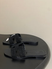 HM 25S ORAN SANDAL IN BLACK SUEDE AND LAMBSKIN