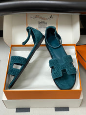 HM 25S SANTORINI SANDAL IN DARK BLUE SUEDE AND LAMBSKIN