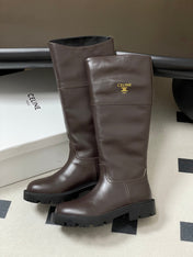 CELINE 26S MARGARET HIGH BOOTS IN DARK BROWN CALFSKIN