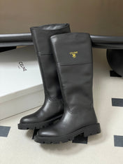 CELINE 26S MARGARET HIGH BOOTS IN BLACK CALFSKIN