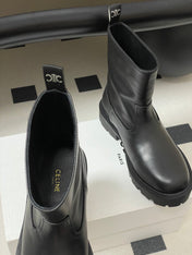 CELINE 26S MARGARET ANKLE BOOTS IN BLACK CALFSKIN