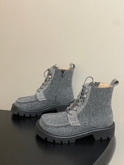 LOEWE 26S ANKLE BOOTS IN GRAY FABRIC