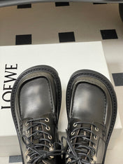 LOEWE 26S ANKLE BOOTS IN DARK OLIVE GRAY CALFSKIN