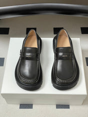LOEWE 26S LOAFER IN DARK OLIVE GRAY CALFSKIN
