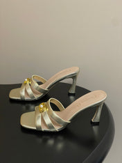 DIOR 26S HIGH HEEL SANDALS 80 MM IN GOLD CALFSKIN