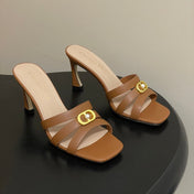 DIOR 26S HIGH HEEL SANDALS 80 MM IN BROWN CALFSKIN