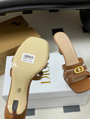 DIOR 26S HIGH HEEL SANDALS 80 MM IN BROWN CALFSKIN