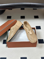 LP 26S BALLET FLATS IN BEIGE CALFSKIN WITH BASKETWEAVE DESIGN
