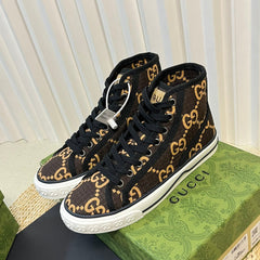 GG Tennis 1977 High Top Sneaker  Black Brown Caro