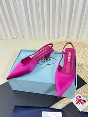PRA POINTED TOE SLINGBACK PUMPS BRIGHT PINK SATIN