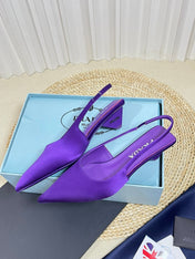 PRA POINTED TOE SLINGBACK PUMPS VIOLET SATIN