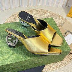 GG  Women's Heeled Sandals Golden