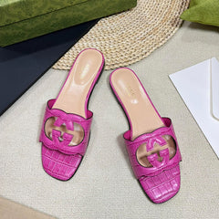 GG Cut Out Slide Sandals Pink