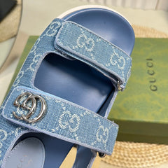 GG  Sandal With Double G Blue Caro