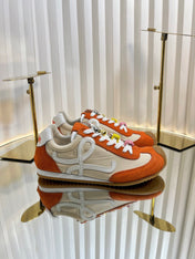 LOEWE 26S RUNNER 2.0 SNEAKERS IN ORANGE SUEDE AND BEIGE FABRIC