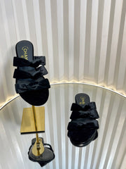 THREE STRAPS MULE IN BLACK VELVET