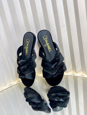 THREE STRAPS MULE IN BLACK VELVET