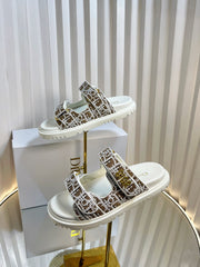 DIORACT SLIDES 25MM IN BROWN TWEED