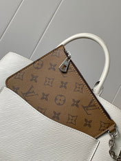 MARELLE TOTE BB BAG 30 IN WHITE EPI GRAIN COWHIDE LEATHER