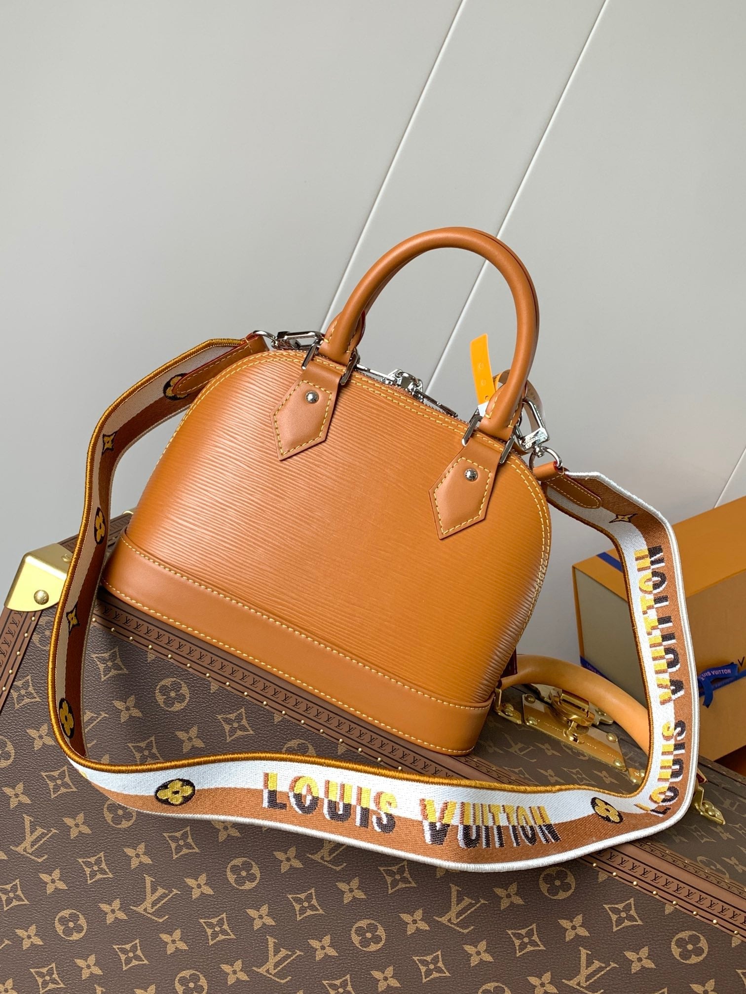 ALMA BB BAG 23 IN BRONZE BROWN GRAIN EPI COWHIDE
