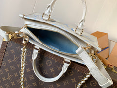 LV 25S ONTHEGO EAST WEST BAG 25 IN WHITE BLUE CALFSKIN MONOGRAM EMPREINTE