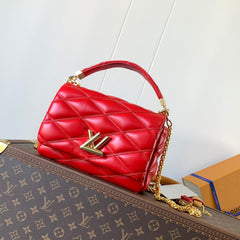 LV 25S GO-14 MM 23 IN CRIMSON RED QUILTED LAMBSKIN GOLD HARDWARE