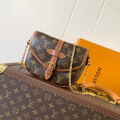 LV 25S DUO BB BAG 19 IN BROWN MONOGRAM COATED CANVAS AND CALFSKIN
