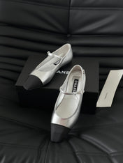 MARY JANE SILVER MIX BLACK CALFSKIN