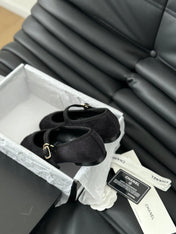 MARY JANE SHOES BLACK CORDUROY TWILL FABRIC