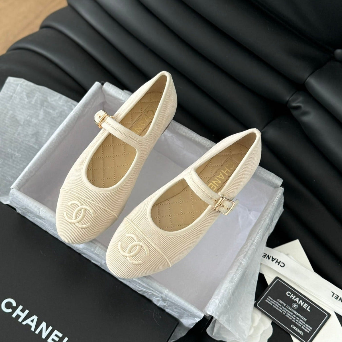 MARY JANE SHOES BEIGE CREAM CORDUROY TWILL FABRIC