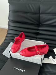 MARY JANE SHOES IN ROSE RED LAMBSKIN
