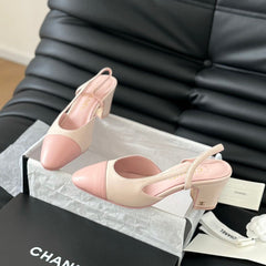HIGH SLINGBACK IN LIGHT PINK LAMBSKIN