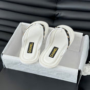 Double C Thong Sandals Lambskin White Black